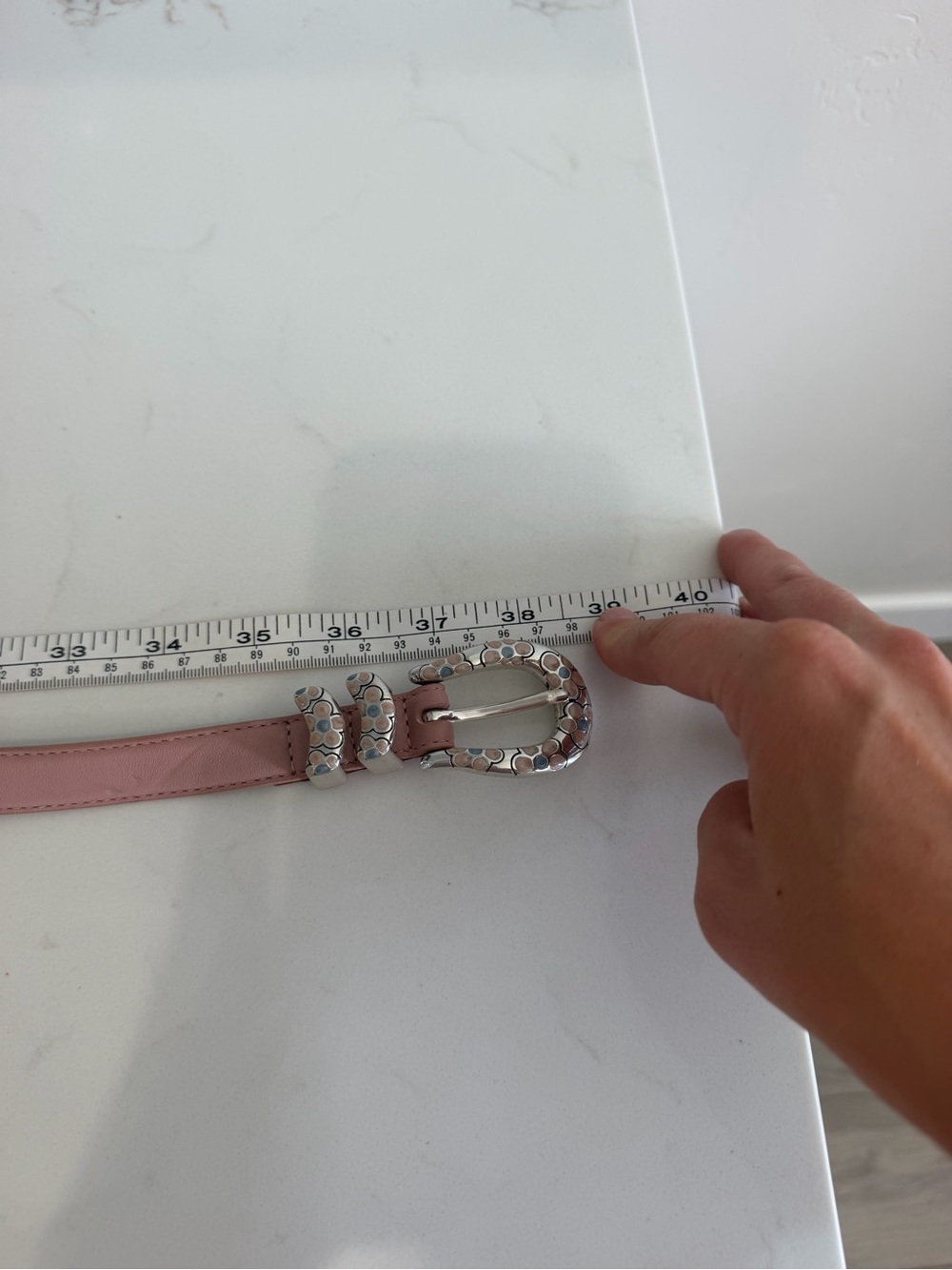 Vintage Brighton Pink Leather Western Floral Buckle Belt Size Large - Picture 6 of 6